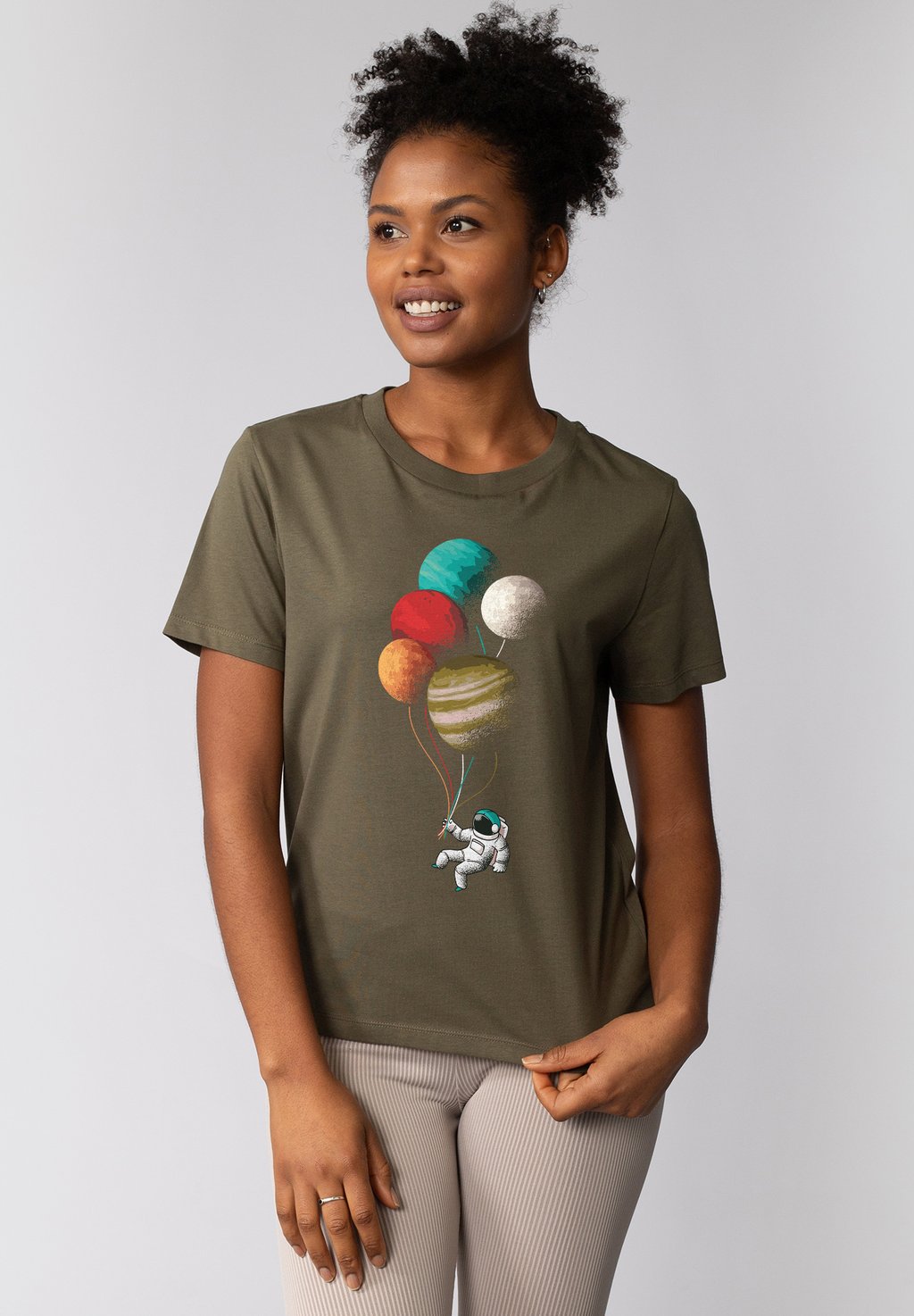 

Футболка с принтом BALLOON SPACEMAN watapparel, хаки