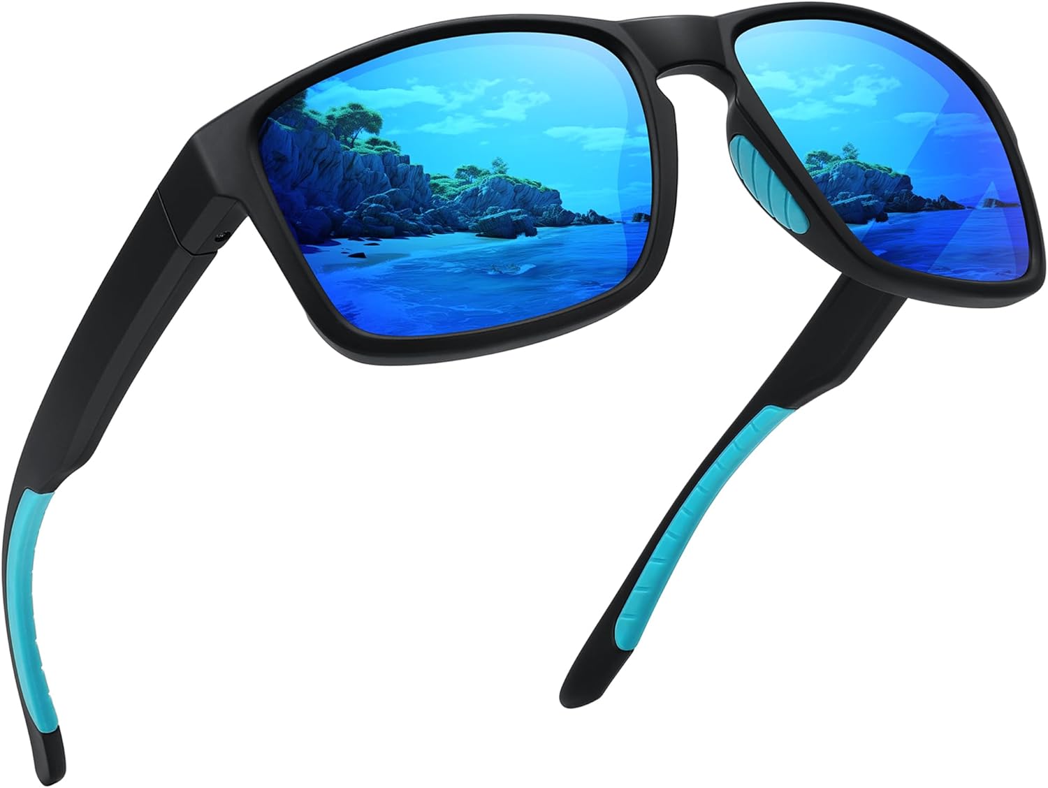 

Спортивные поляризованные солнцезащитные очки для мужчин и женщин с защитой от УФ-излучения, небьющиеся, для вождения, бега, рыбалки, походов Ofwin, Matte Black Frame/Blue Mirror Lens