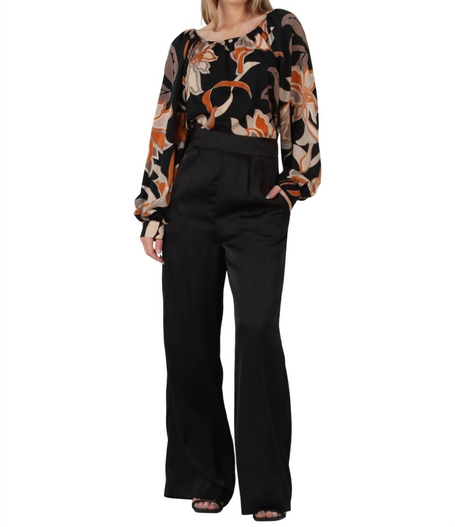 

Атласные брюки черного цвета LUCCA