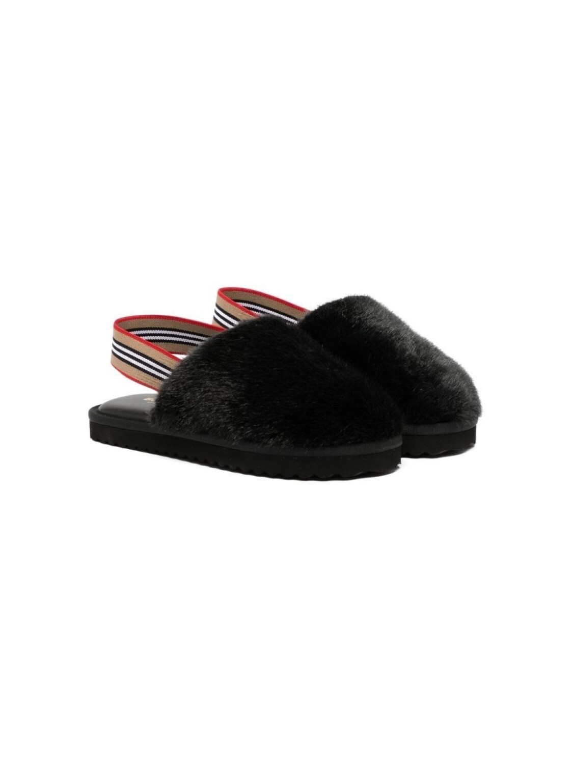 

Слиперы с отделкой Icon Stripe Burberry Kids, черный