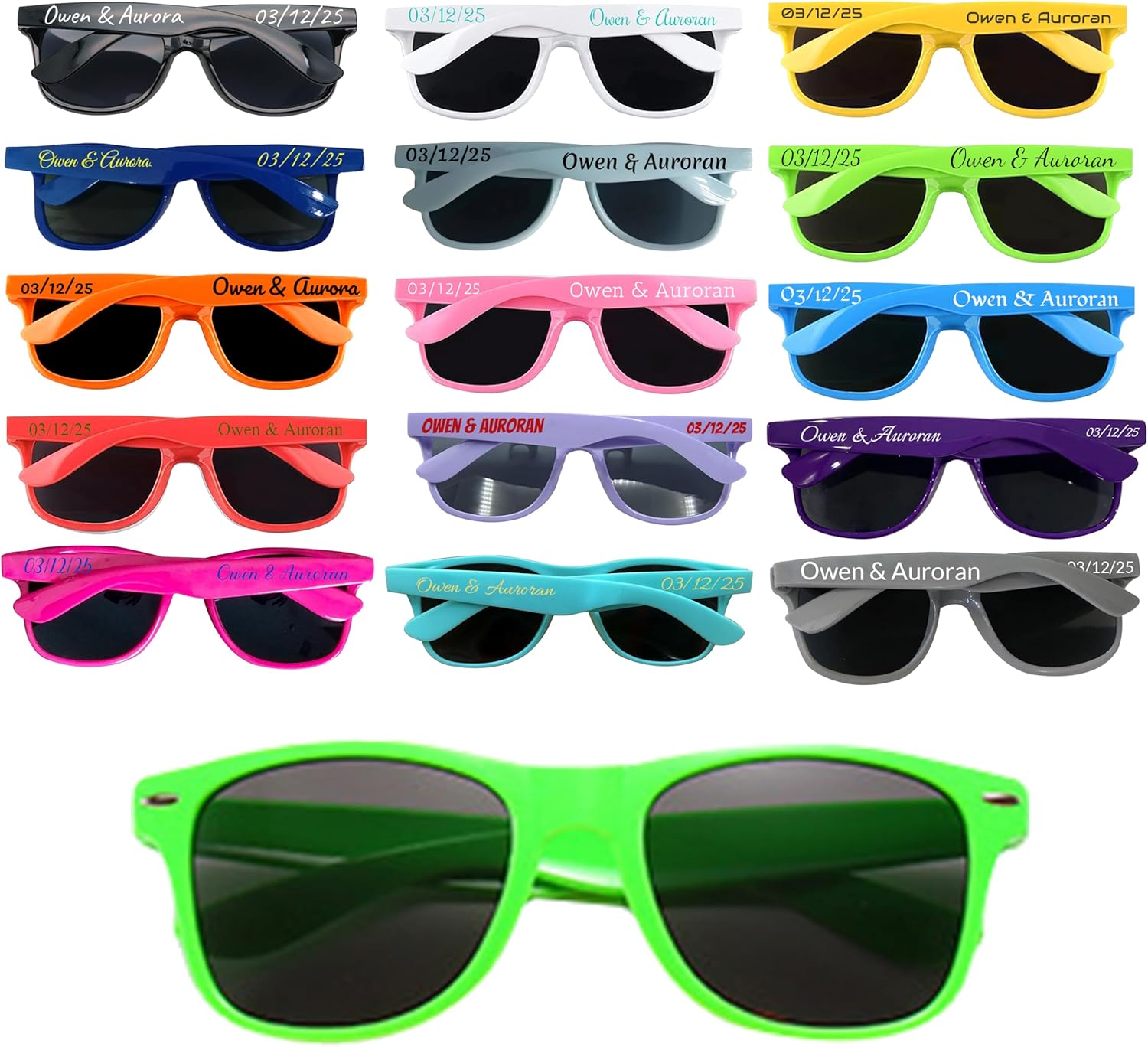 

Персонализированные праздничные очки, разноцветные тематические солнцезащитные очки, подарок для вечеринки, легкие солнцезащитные очки с нанесенным логотипом DFDG, Green