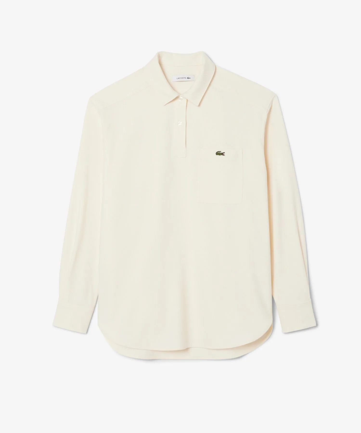 Рубашка фланелевая LACOSTE HF8424-10 оверсайз, полузастежка, бежевая — фото 4