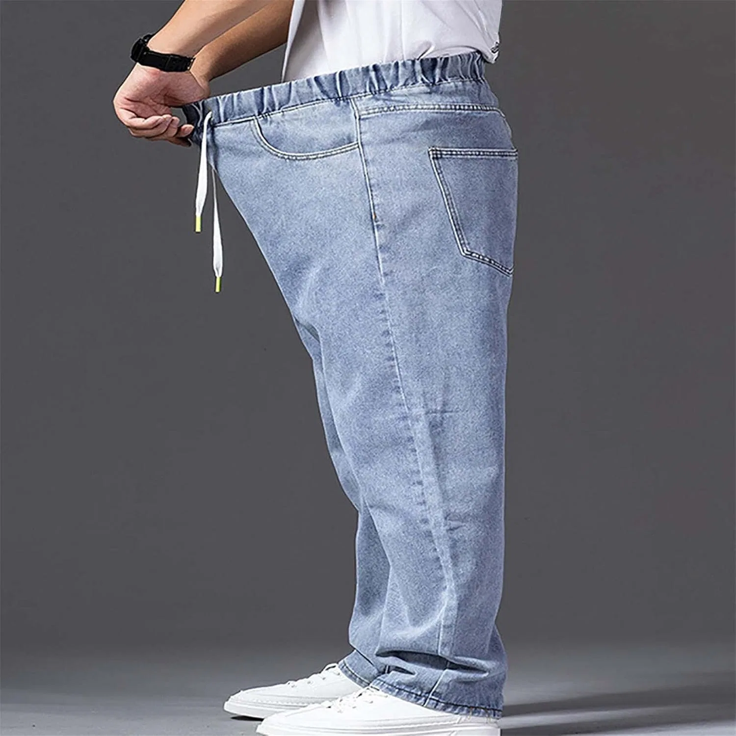 Джинсы свободные, Men's Plus Size Baggy Jeans, Blue 2 — фото 3