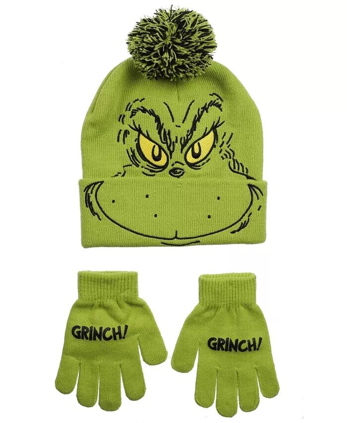 

Комплект из шапки и перчаток Big Boys The Grinch, 2 предмета Bioworld, зеленый