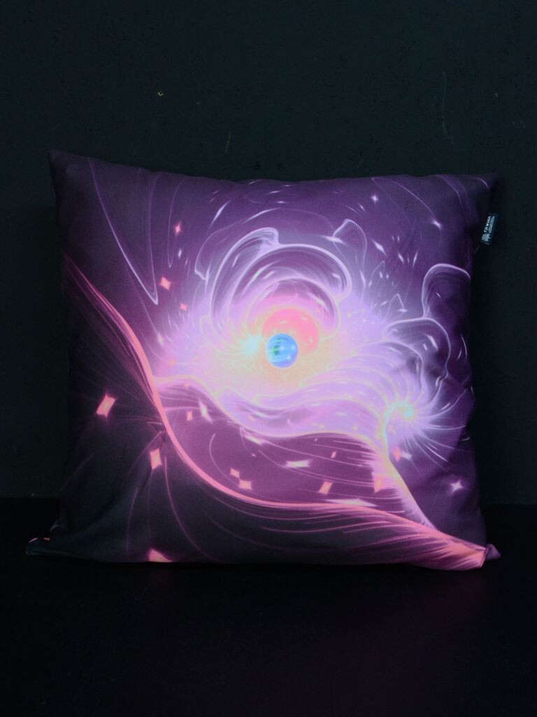 

Подушка PSYWORK черная подсветка неон "Blacklight Universe", 60х60см