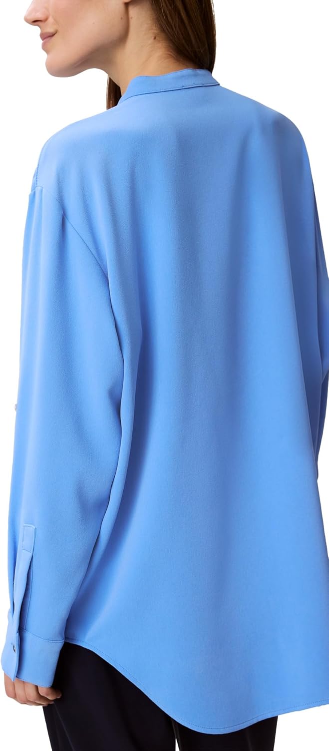 Женская креповая рубашка Calvin Klein с застежкой на пуговицы, Blue Foil — фото 4