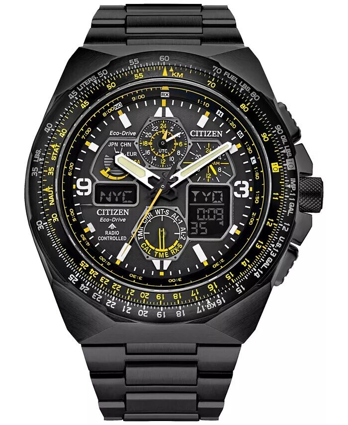 

Мужские часы Eco-Drive Promaster Air Skyhawk с хронографом, черные тона, браслет из нержавеющей стали, 46 мм Citizen