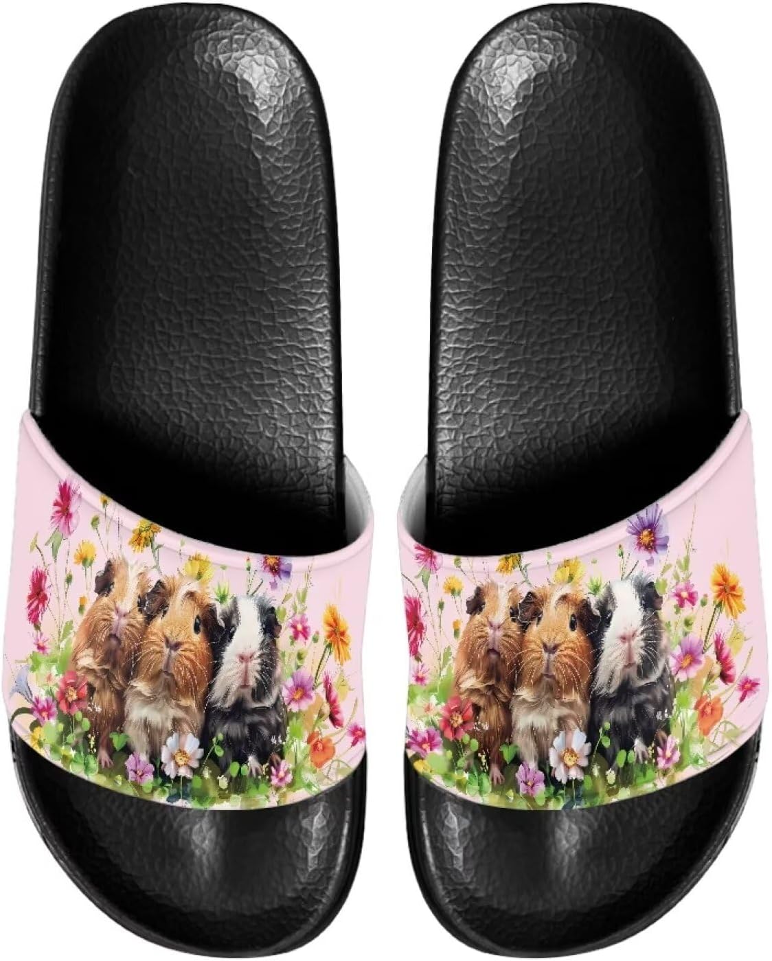 

Шлепанцы для дома и ванной, тапочки на плоской подошве, повседневная обувь для мужчин и женщин Judentidos, Guinea Pig Floral