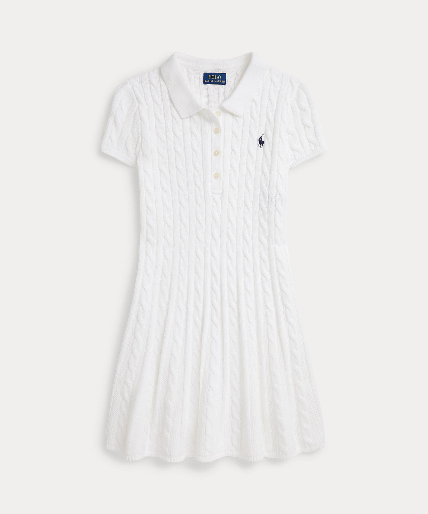 (Девочки 7-16 лет) Хлопковое платье-поло крупной вязки Polo Ralph Lauren, 100 White