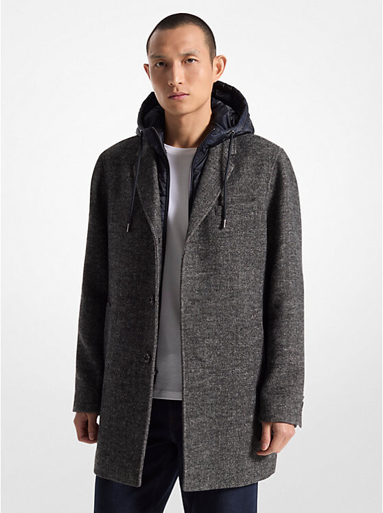 

Пальто Coatbridge 2-в-1 из смеси шерсти с узором «елочка» Michael Kors, черный