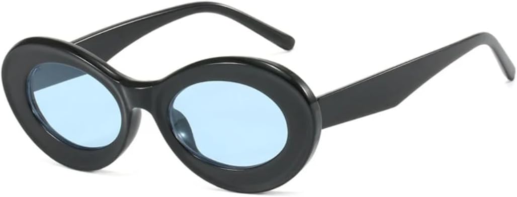 

Модные солнцезащитные очки в овальной толстой оправе, винтажные, стильные, для мужчин и женщин, модные, стильные, для путешествий, с защитой от УФ-излучения UV400 VVTWSSW, Black Blue