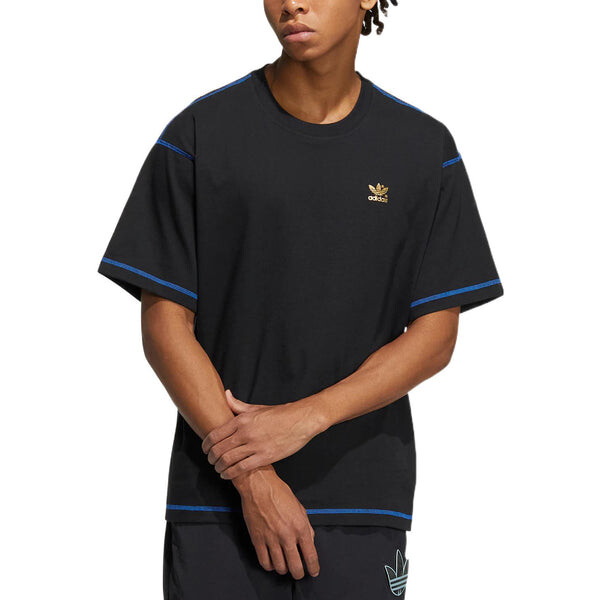 Футболка adidas originals 50th Annv Gfx T Small Logo Printing Stripe Loose Pullover Round Neck Short Sleeve Black T-Shirt, черный — фото 2