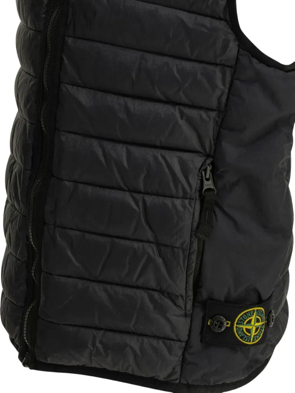 Жилет с ромбовидной стежкой и нашивкой-компасом Stone Island Junior, черный — фото 3