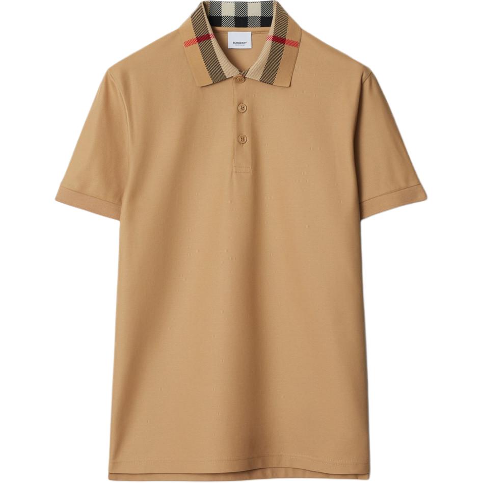 

Винтажная клетчатая хлопковая поло Burberry, Светлая умбра