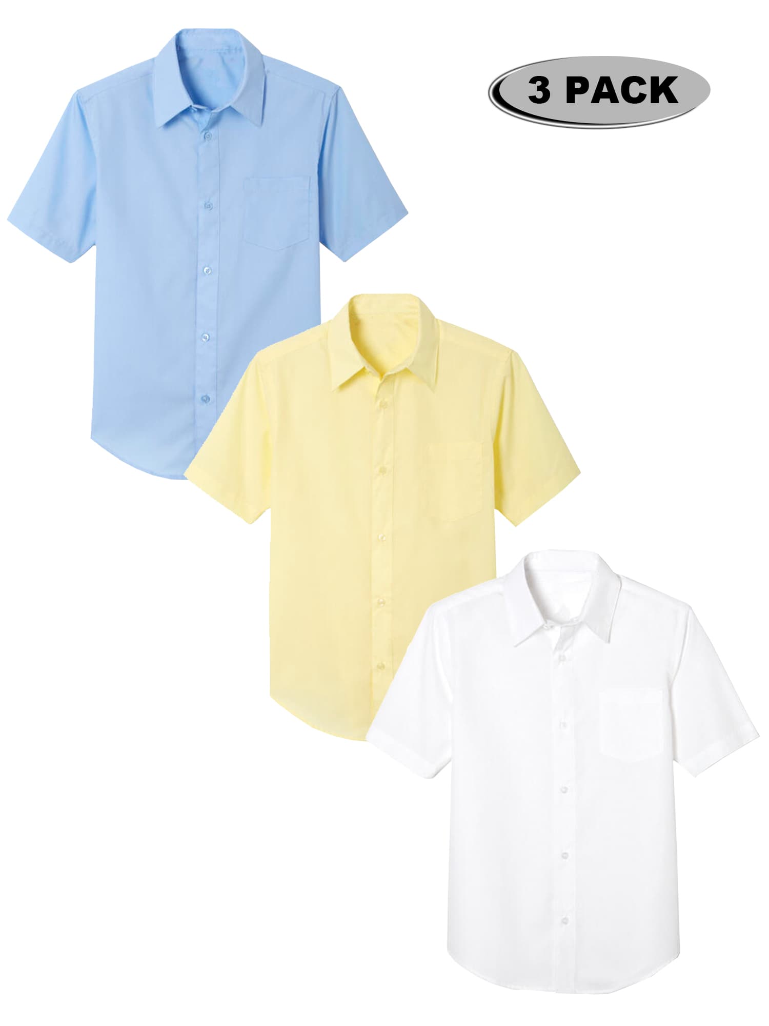 

Рубашка Galaxy Authentic для мальчиков с коротким рукавом и застежкой на пуговицы, 3 шт. Galaxy By Harvic, Blue-White-Yellow