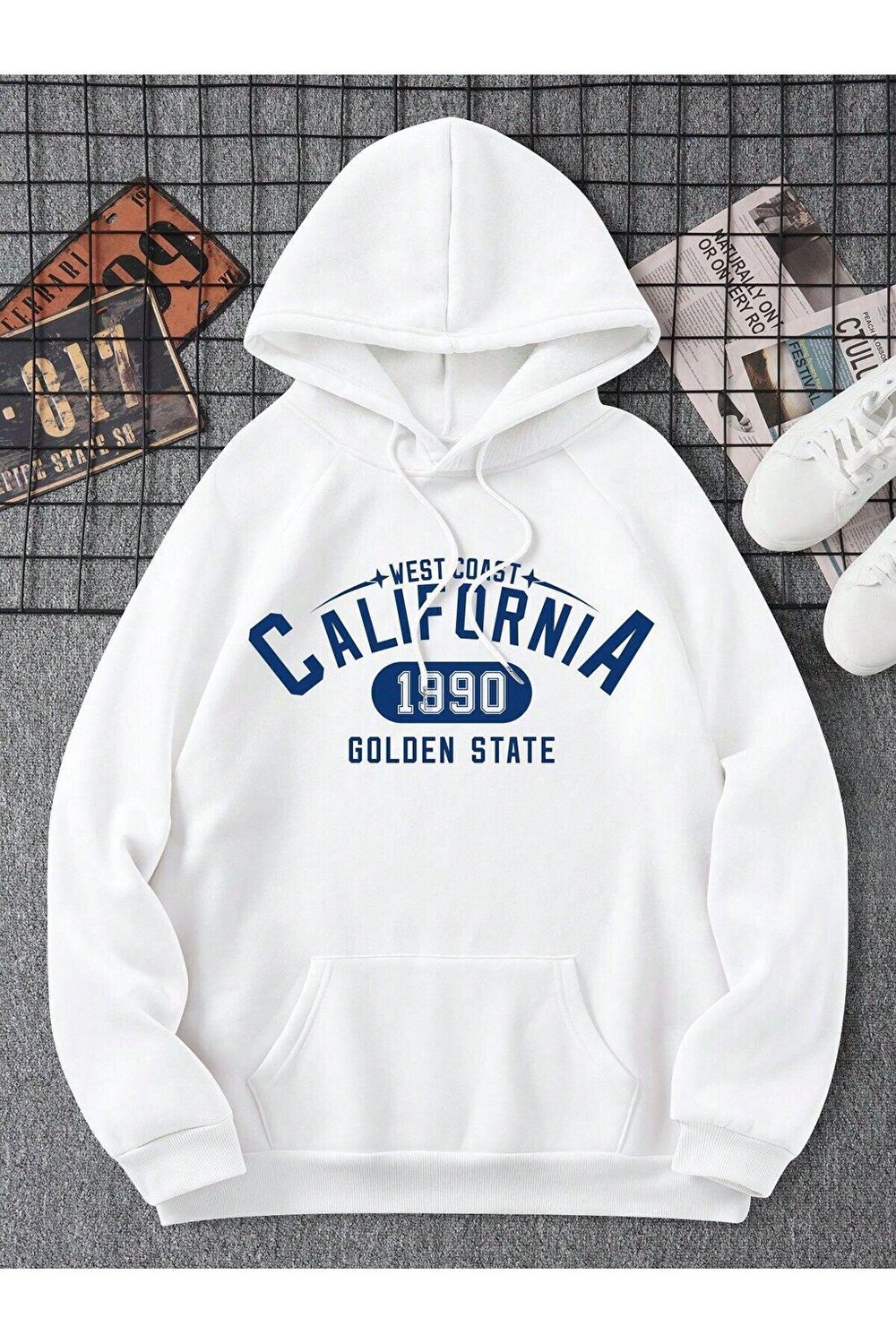 

Толстовка с капюшоном и принтом унисекс WHITE California 1990 Trendseninle