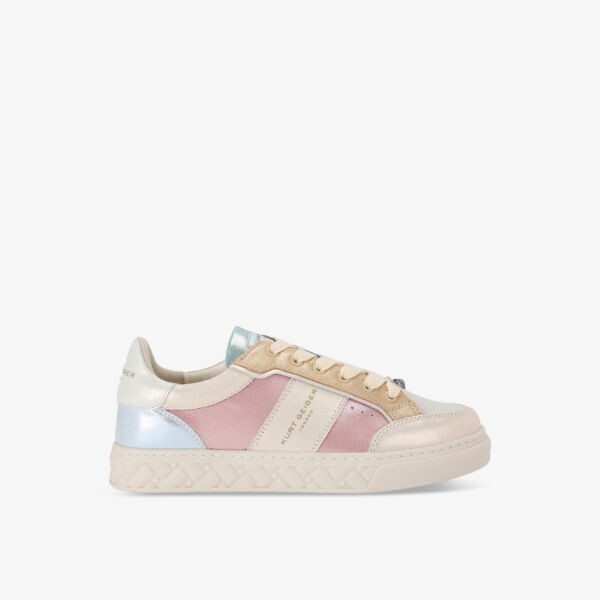 

Узкие кожаные низкие кеды kensington cupsole с тисненым логотипом Kurt Geiger London, цвет metal comb