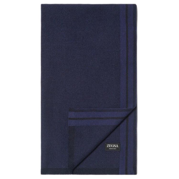 

Ermenegildo Zegna Шерстяной шарф с бахромой, Midnight Blue