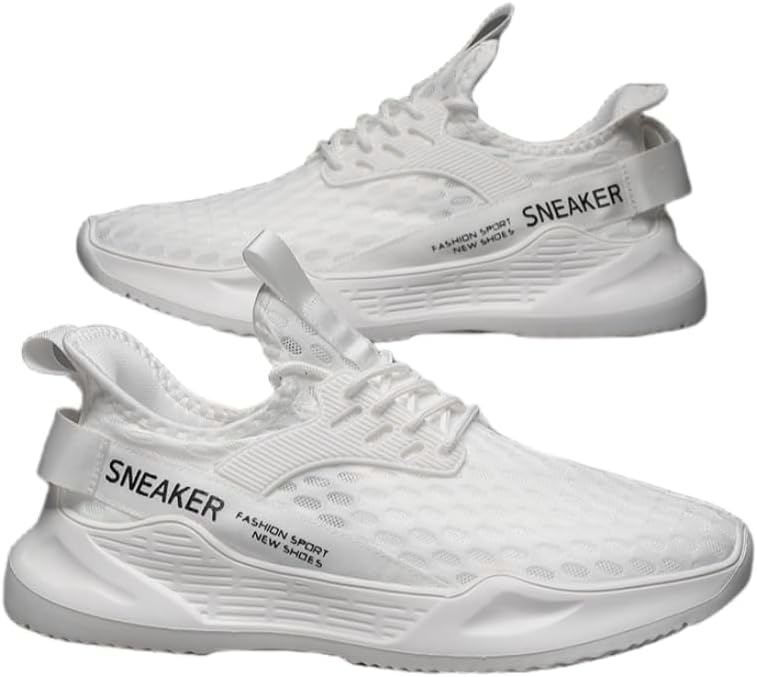 

Мужские дышащие спортивные кроссовки из сетки - стелька и подошва из EVA, шнуровка, однотонные, подходят для походов на открытом воздухе и путешествий Hoalox, белый
