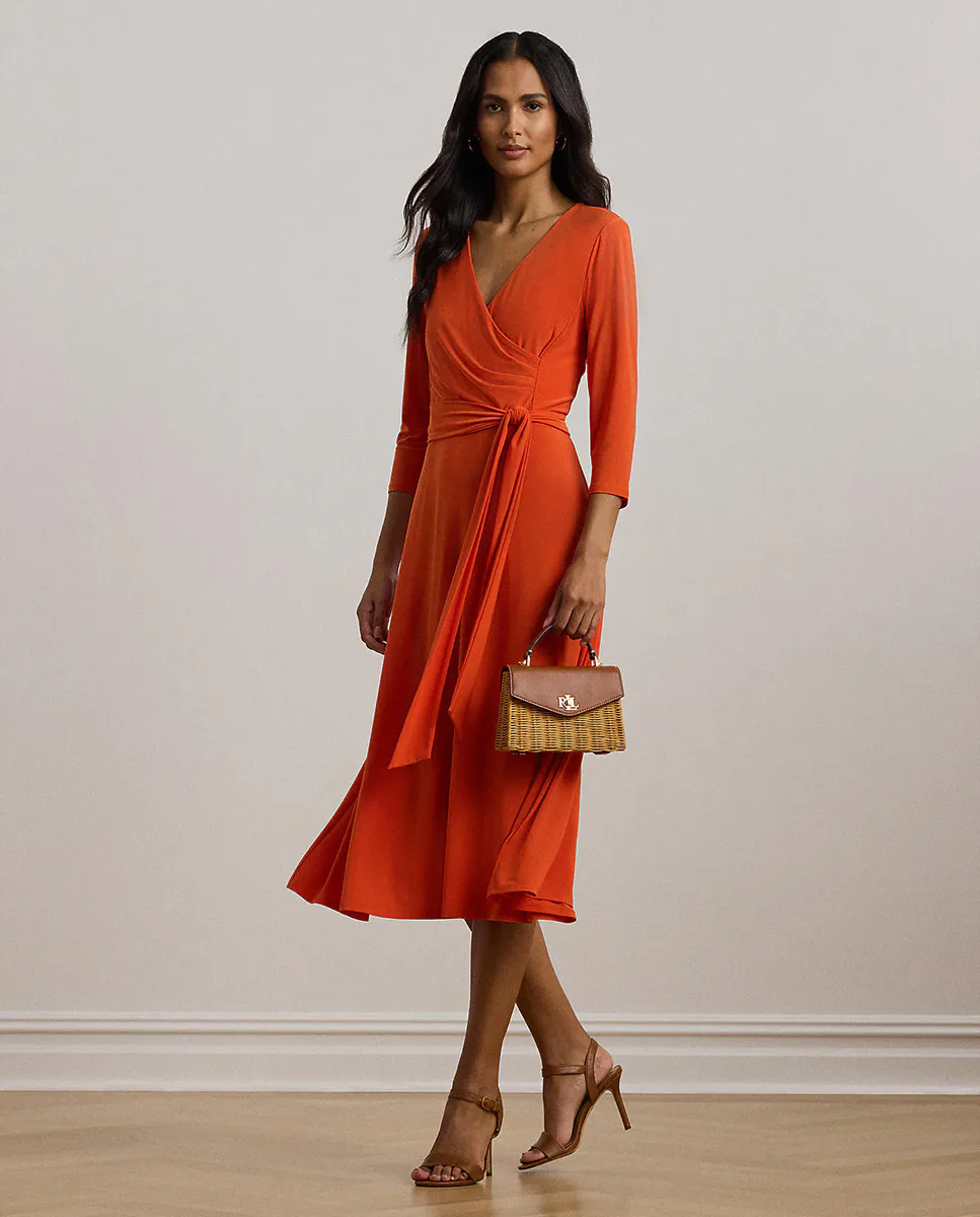 

Платье на запах из трикотажа Lauren Ralph Lauren, оранжевый