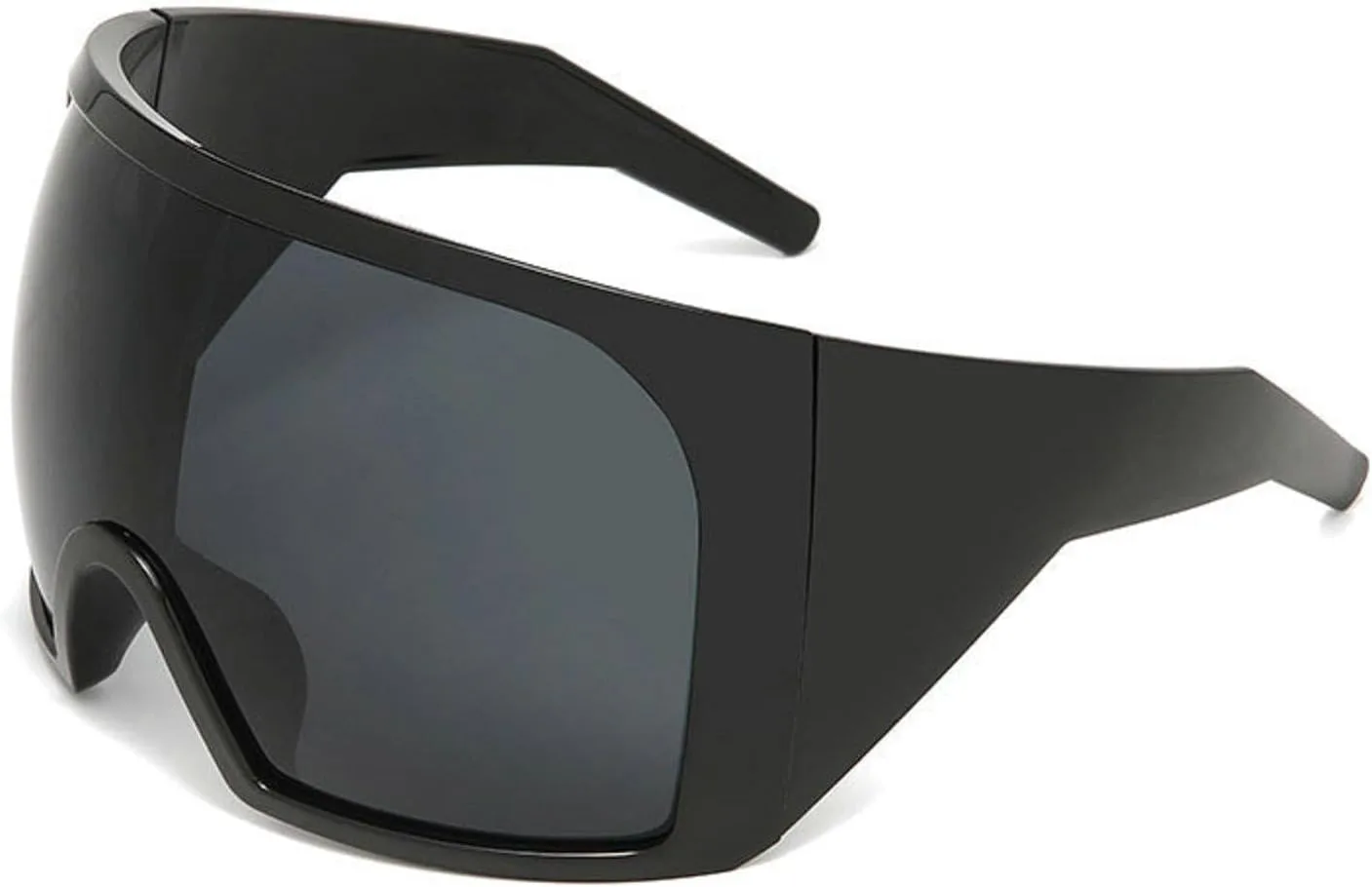 

Крупные цельные солнцезащитные очки для женщин, солнцезащитные очки-щитки с обтекаемой формой, модные квадратные очки-маски для женщин в стиле 2000-х mincl, Black