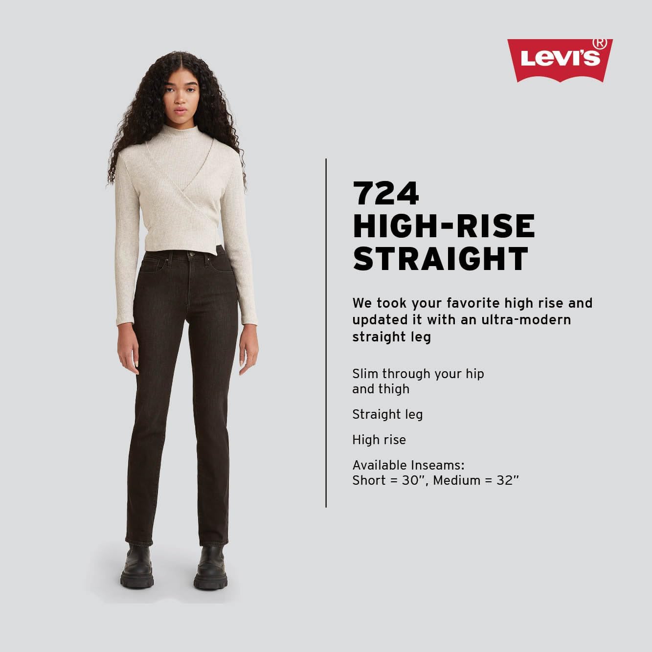 Женские джинсы Levi's 724 с высокой талией и прямым кроем, Chelsea Carbon Glow — фото 4