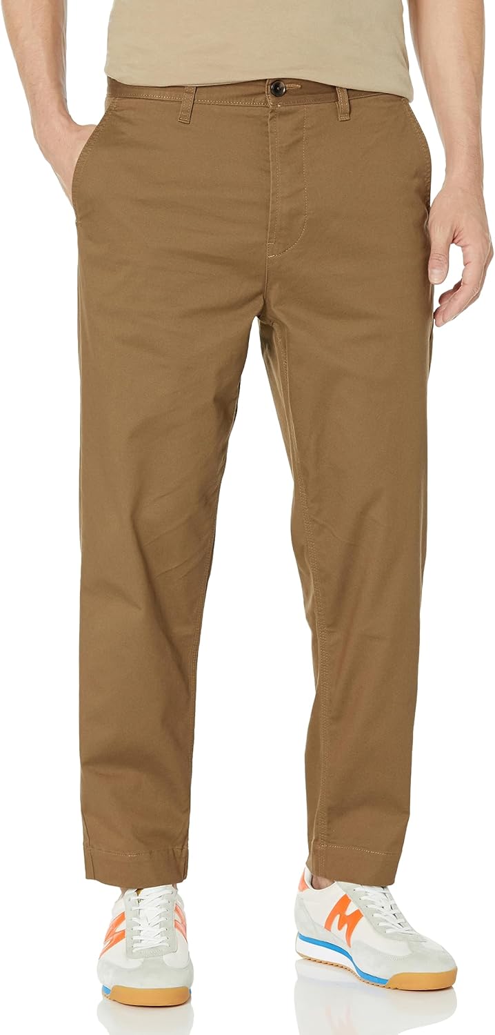 

BOSS Мужские брюки Relaxed Fit из мягкой ткани, Dark Khaki Beige