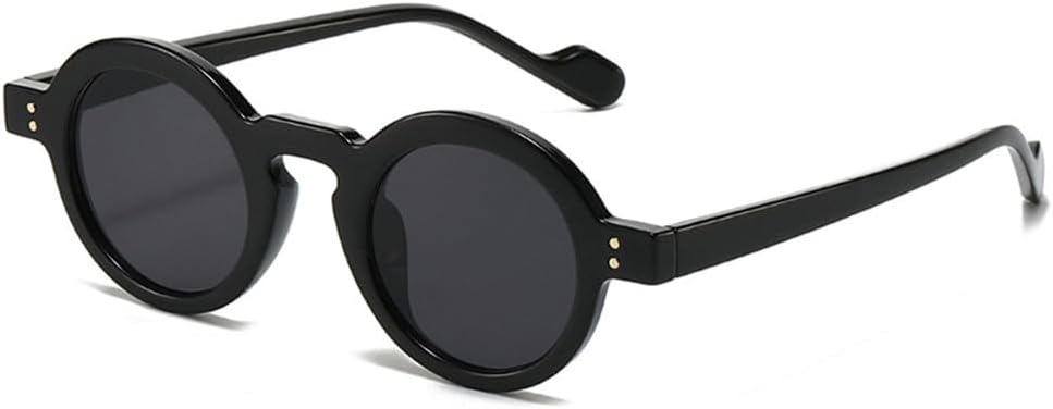 

Маленькие круглые солнцезащитные очки для женщин с прозрачными линзами цвета океана и защитой от УФ-излучения UV400, а также заклепками в стиле панк, для бега на открытом воздухе, занятий спортом и путешествий UYPTK, Black Grey