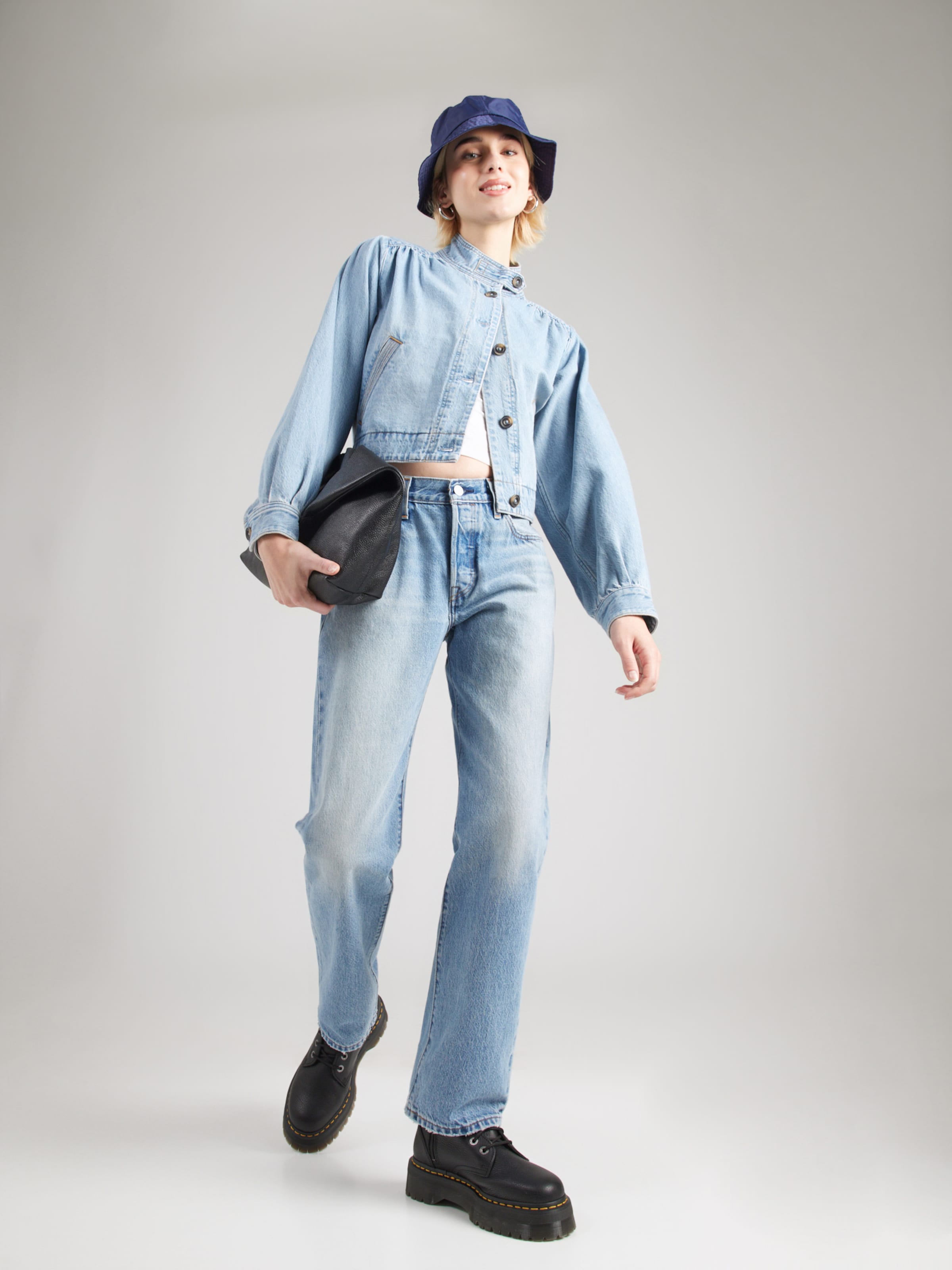 LEVI'S  Куртка межсезонная 'Parker Pretty Short Coat' в синем дениме — фото 4