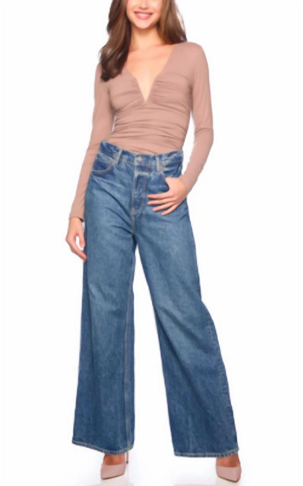 

Топ с V-образным вырезом и длинными рукавами, присборенный, цвет «Коко» Susana Monaco, Coco