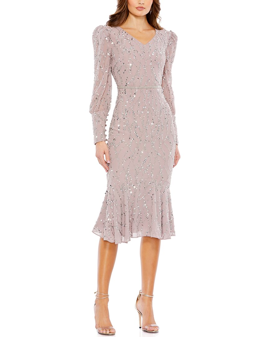 

Платье Mac Duggal с пайетками и иллюзией в стиле труба, фиолетовый