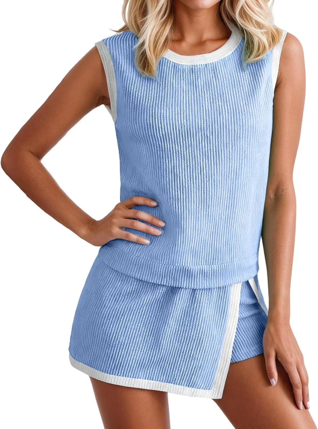 Женский летний комплект из топа и шорт, Generic, Blue