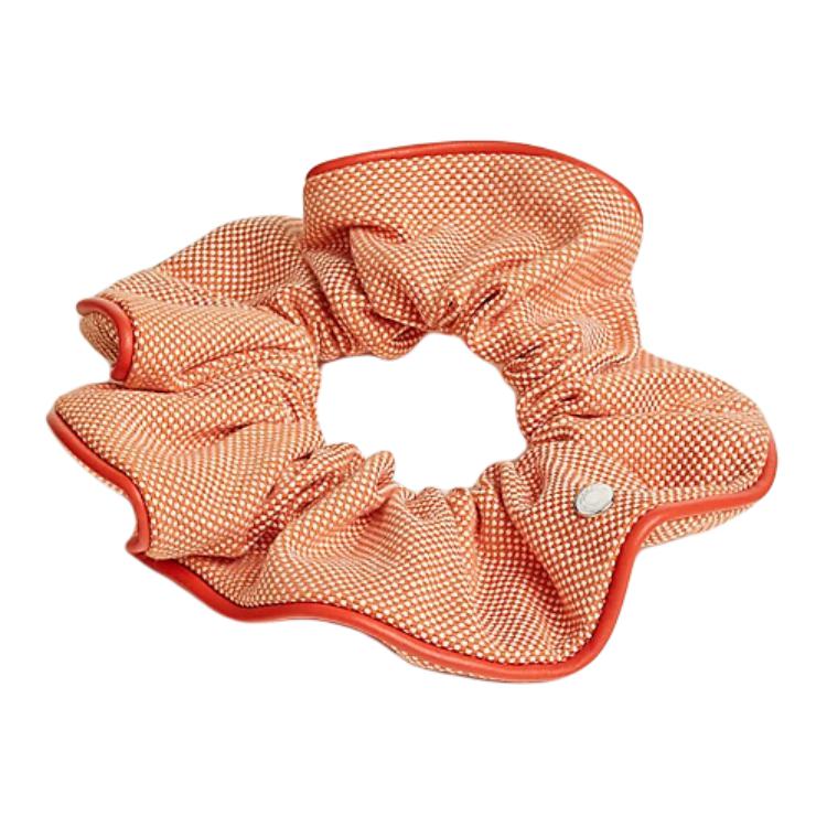 

HERMES Хлопковая резинка для волос женская оранжевая