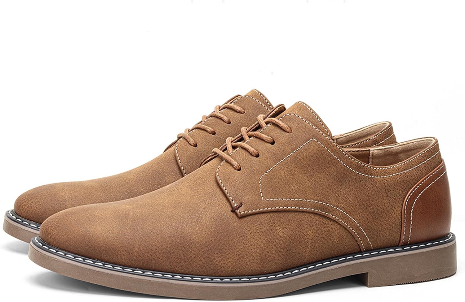 

Мужские оксфорды из кожи с массивным каблуком, ретро с круглым носком и устойчивым каблуком, нескользящие шнурованные классические туфли для вечерних мероприятий, деловых встреч и свадеб Bedgmdeg, коричневый