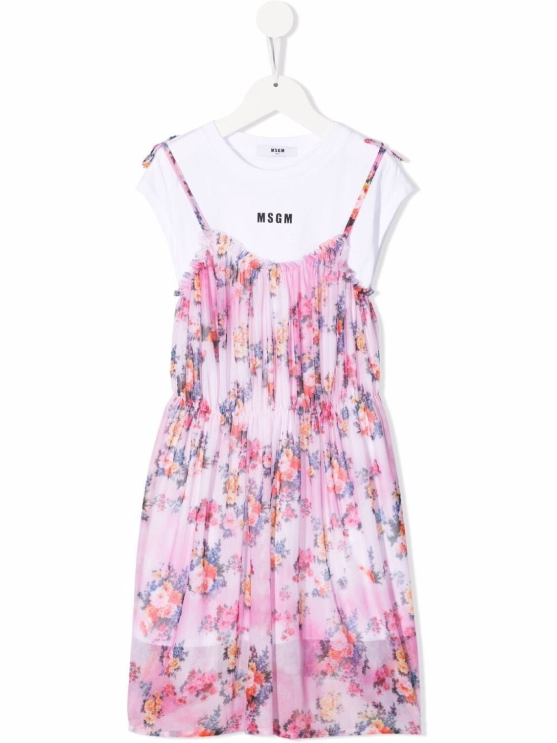

MSGM Kids платье-футболка с цветочным принтом, белый