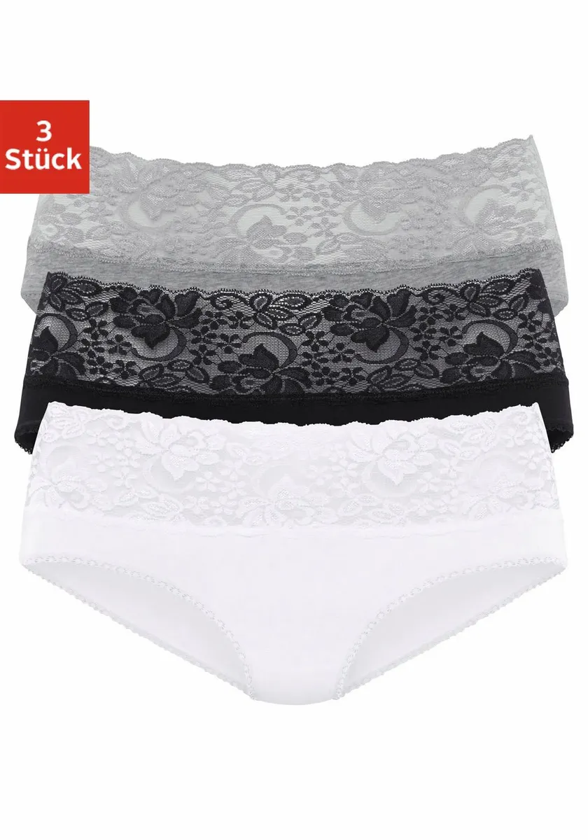 

Трусики Vivance (3 шт.) из эластичного хлопка с цветочным кружевом, белый