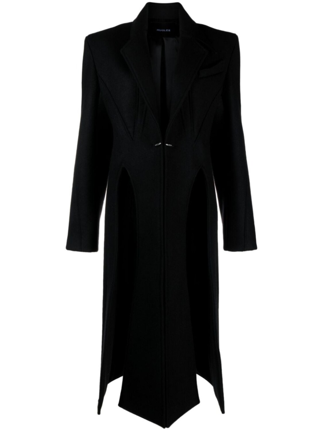

Mugler шерстяное однобортное пальто, черный