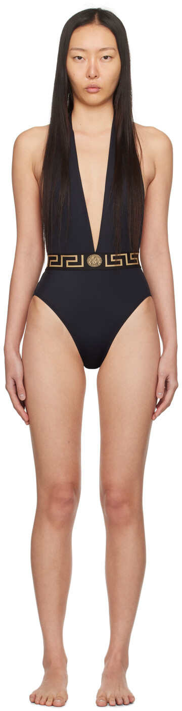 

Слитный купальник Greca Border Versace Underwear, черный