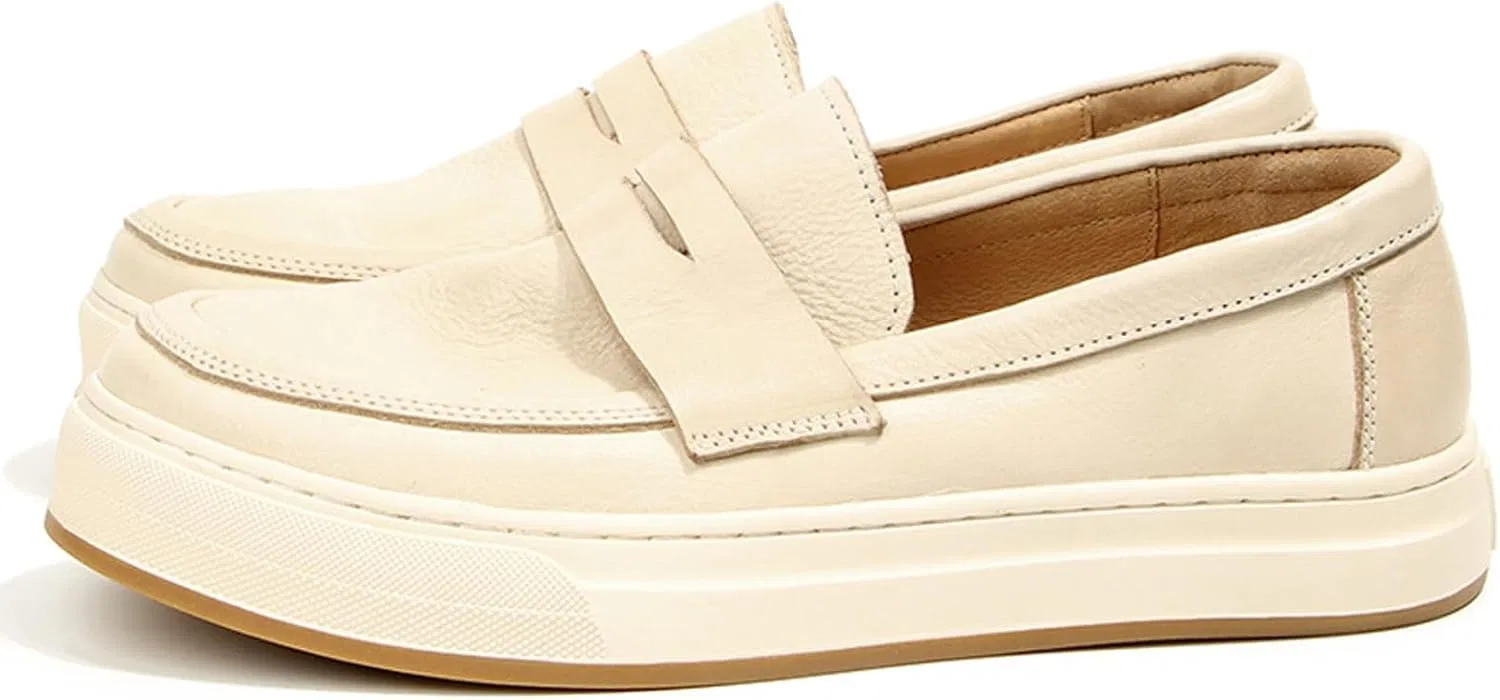 Лоферы кожаные Platform Penny Loafers, слоновая кость WinDhana — фото 4