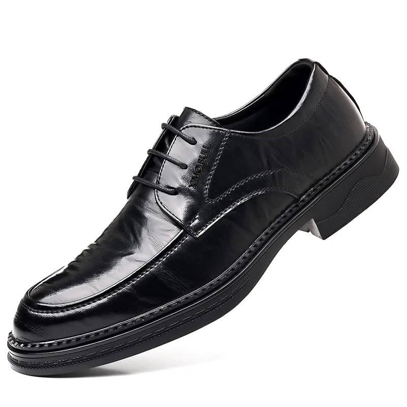 XIMO BULL Повседневные кожаные туфли мужские low top черные/коричневые — фото 4