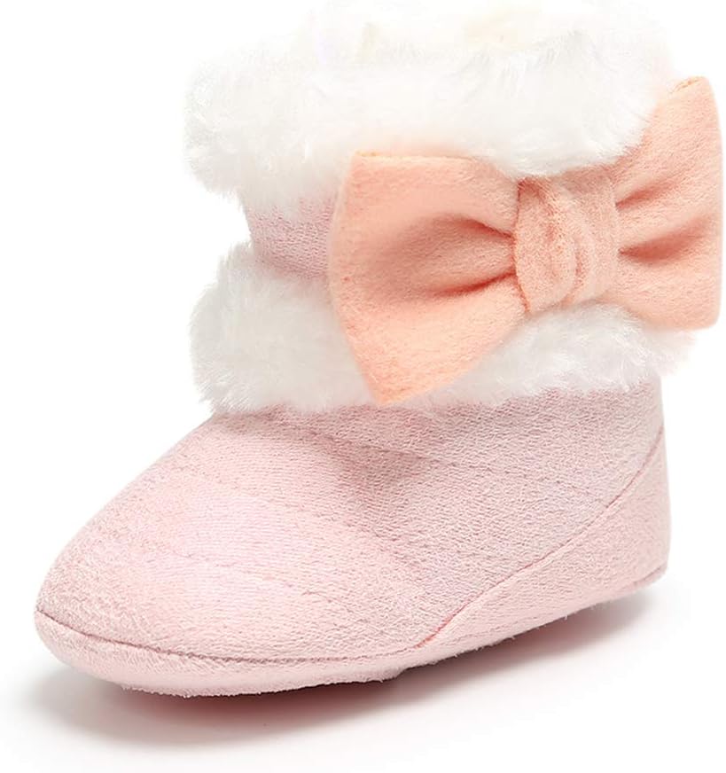 

Детские плюшевые зимние сапожки ESTAMICO для девочек с бантиком, Pink & Bowknot