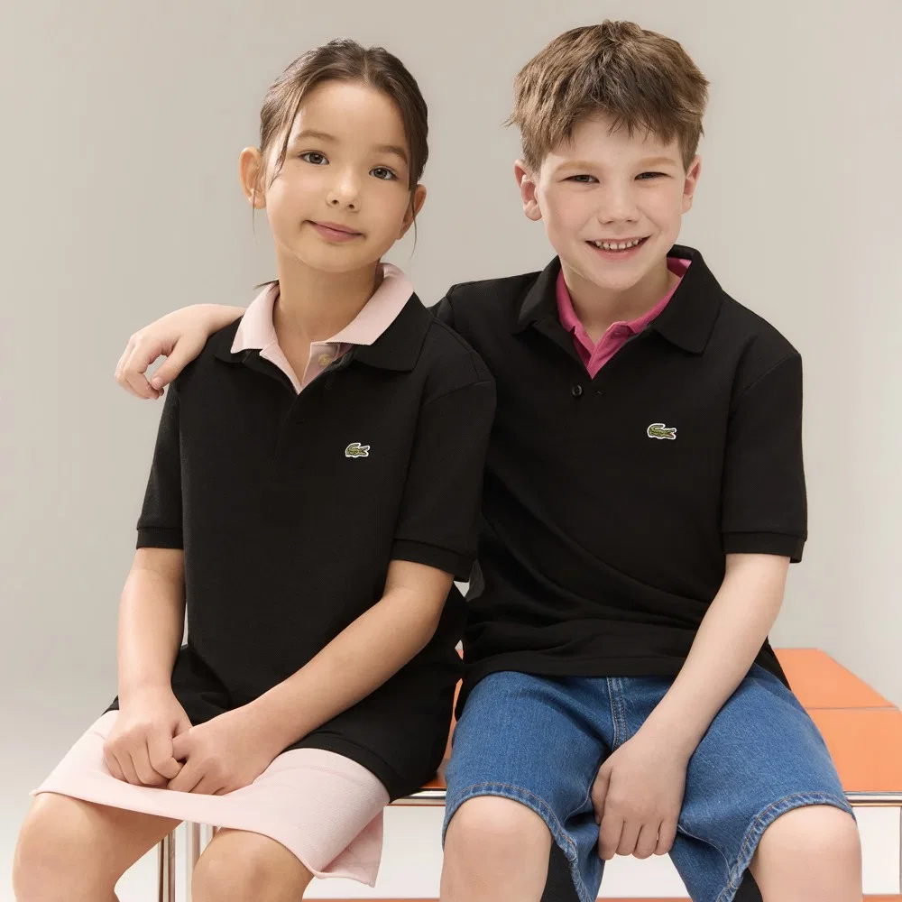 Детская базовая футболка-поло с коротким рукавом серая от Lacoste