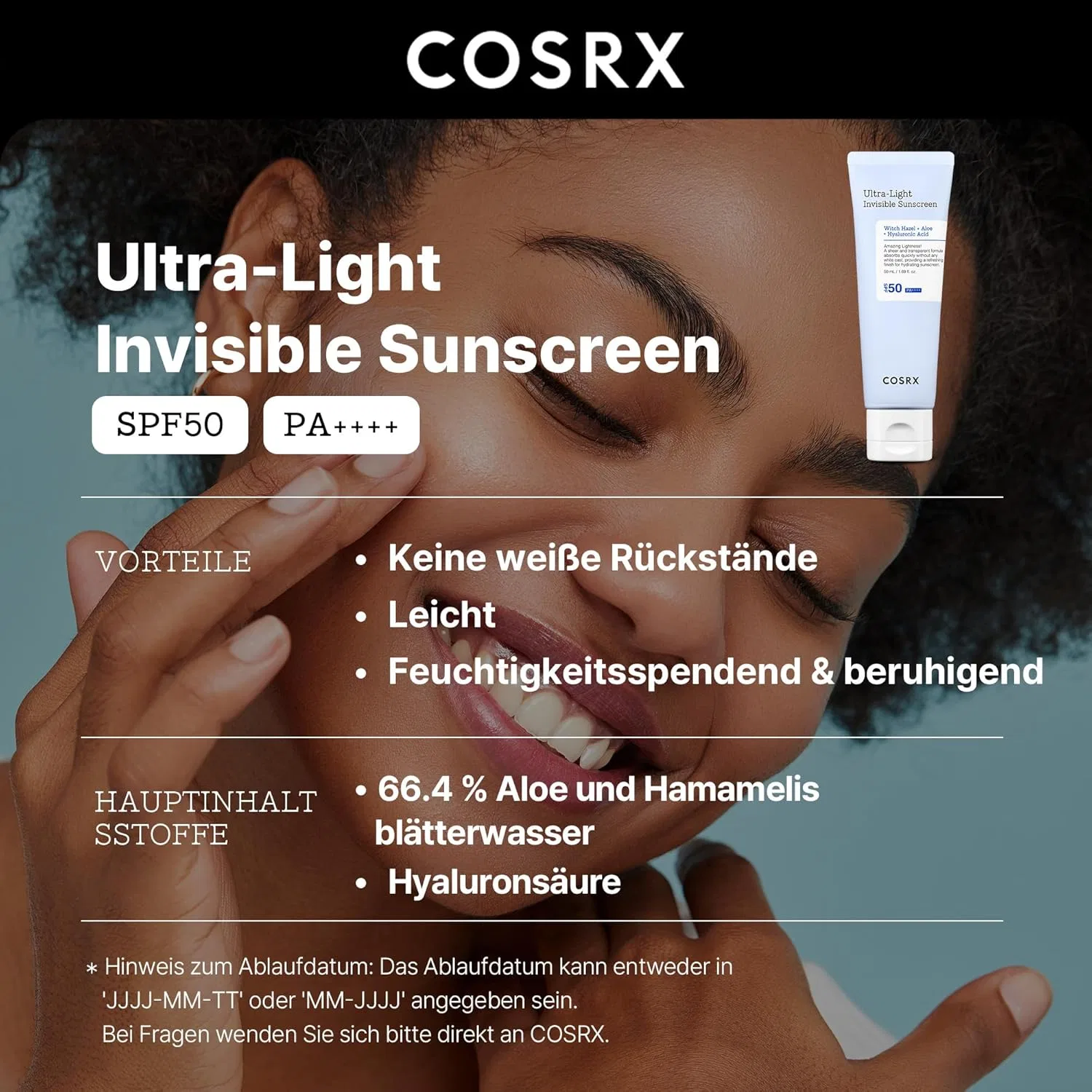 Солнцезащитный крем COSRX Ultra Light Invisible SPF 50, 50 мл Cosrx — фото 2