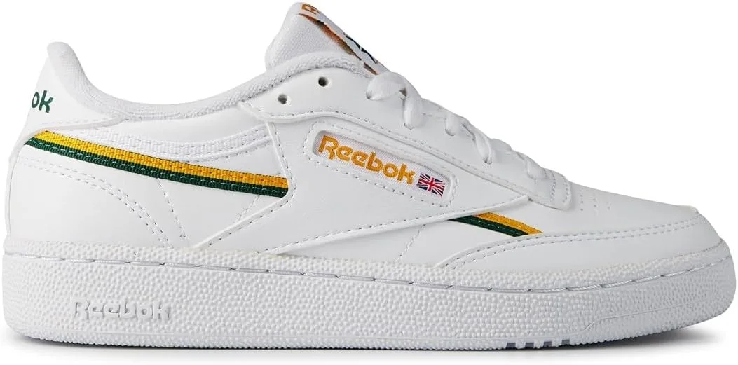 Мужские веганские кроссовки Reebok Club C 85, белый/темно-зеленый/золотой — фото 2