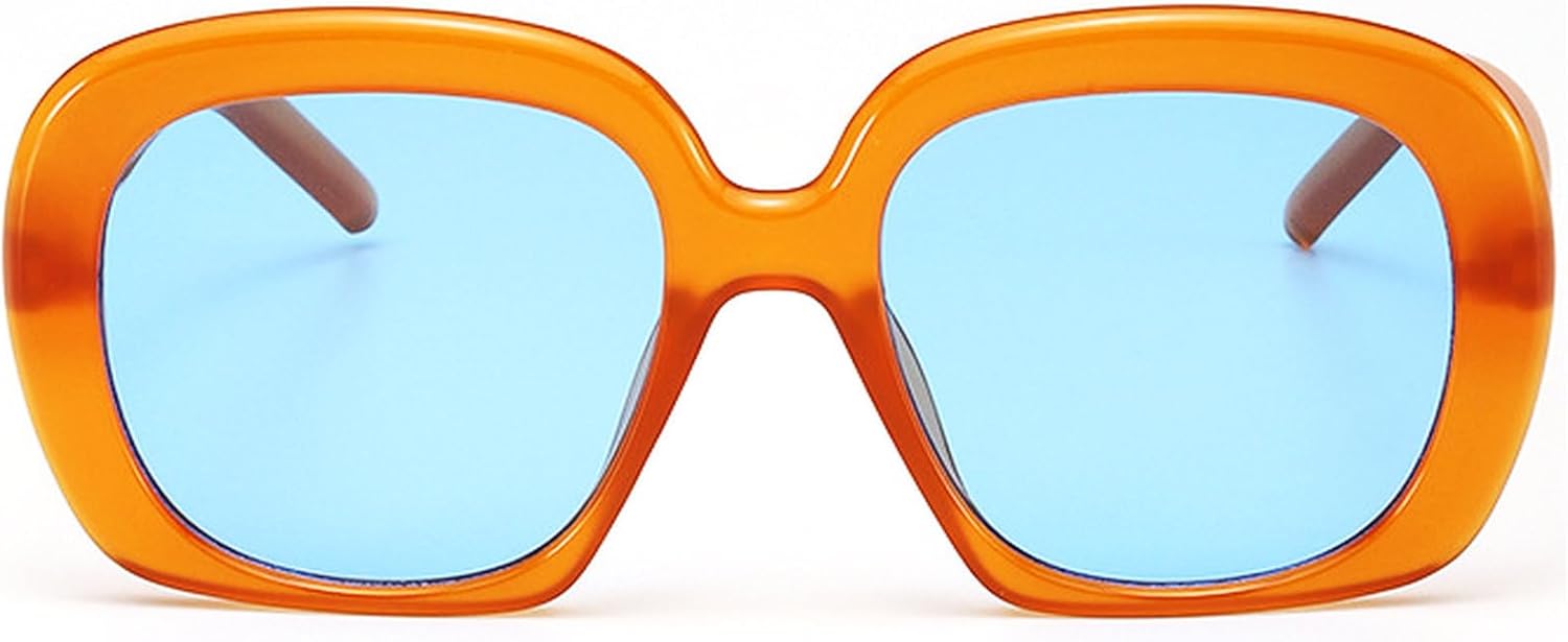 

Винтажные квадратные солнцезащитные очки для женщин и мужчин, толстая оправа, увеличенный размер, стильные овальные солнцезащитные очки с защитой от УФ-излучения UV400 mincl, Orange Blue