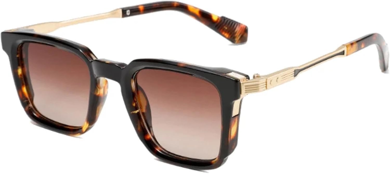 

Мужские солнцезащитные очки Retro Rivets класса люкс, модные солнцезащитные очки с градиентным зеркальным покрытием и защитой от УФ-излучения UV400, модные женские солнцезащитные очки TVTBBVV, Leopard Tea Gradient