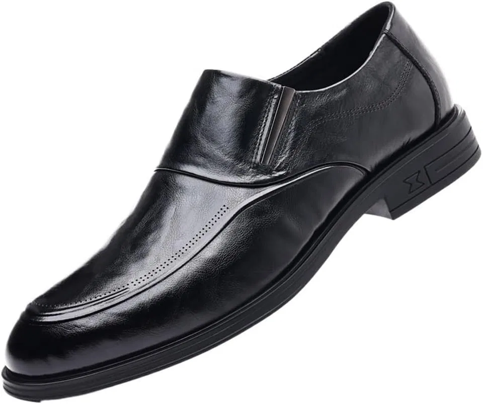 Туфли кожаные мужские, повседневные, на плоской подошве, Black UOPYNE