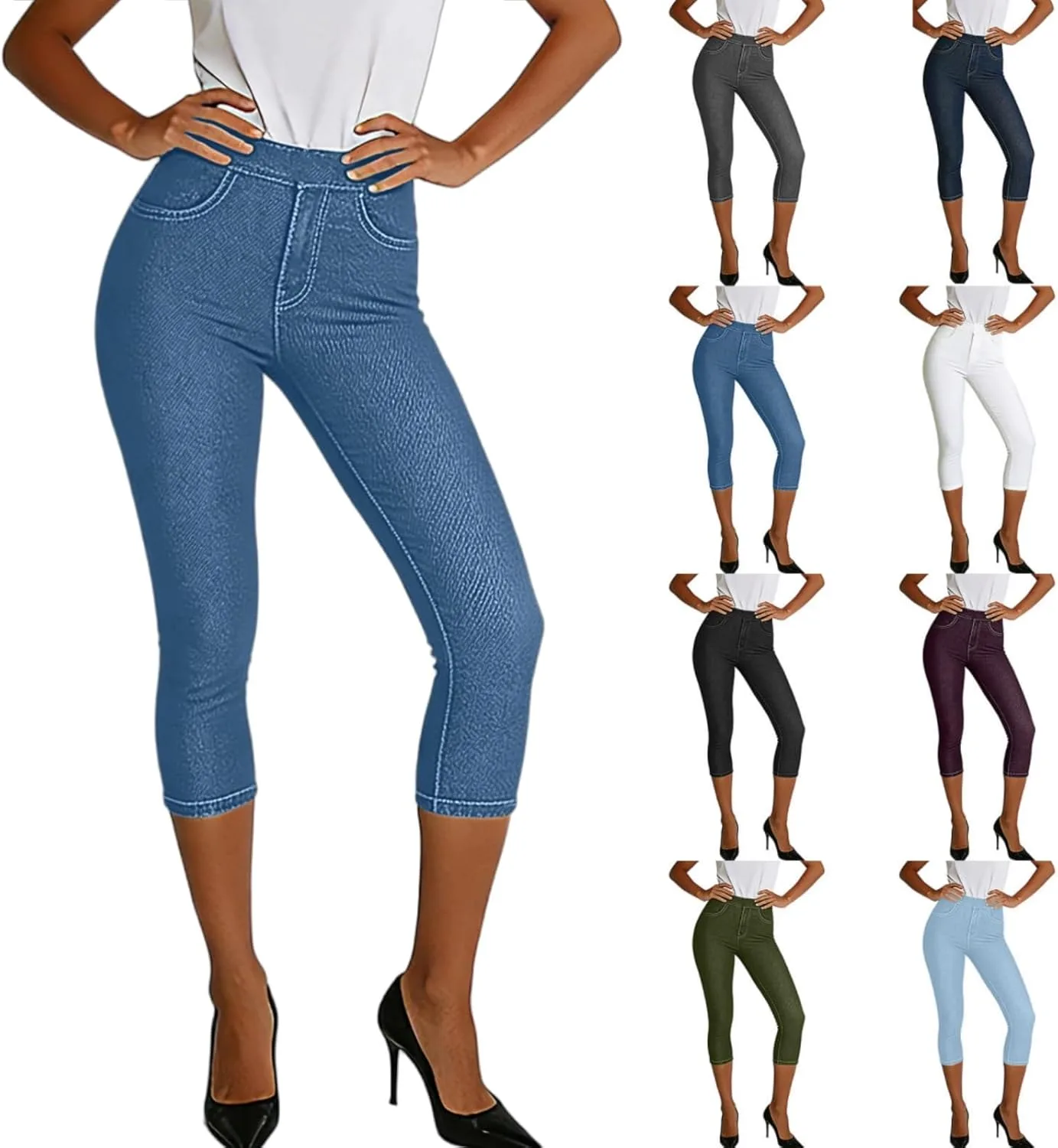 

Женские джинсы-капри LRMQS с высокой талией, стрейч, плюс сайз, с эффектом контроля живота