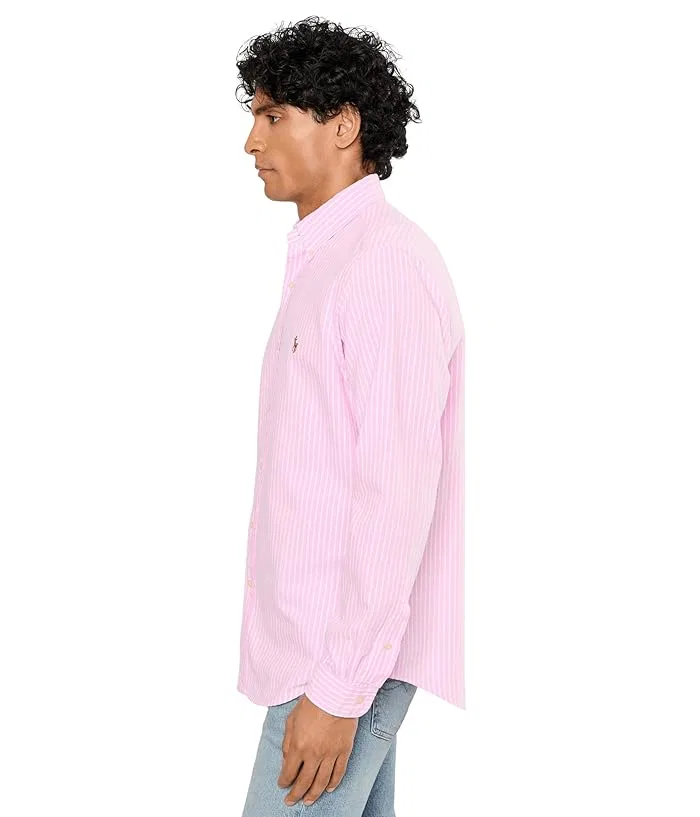 Футболка из сшитой ткани Classic Striped Seersucker Shirt Polo Ralph Lauren, Harbor Island Blue/Polo Black/Andover Heather — фото 3