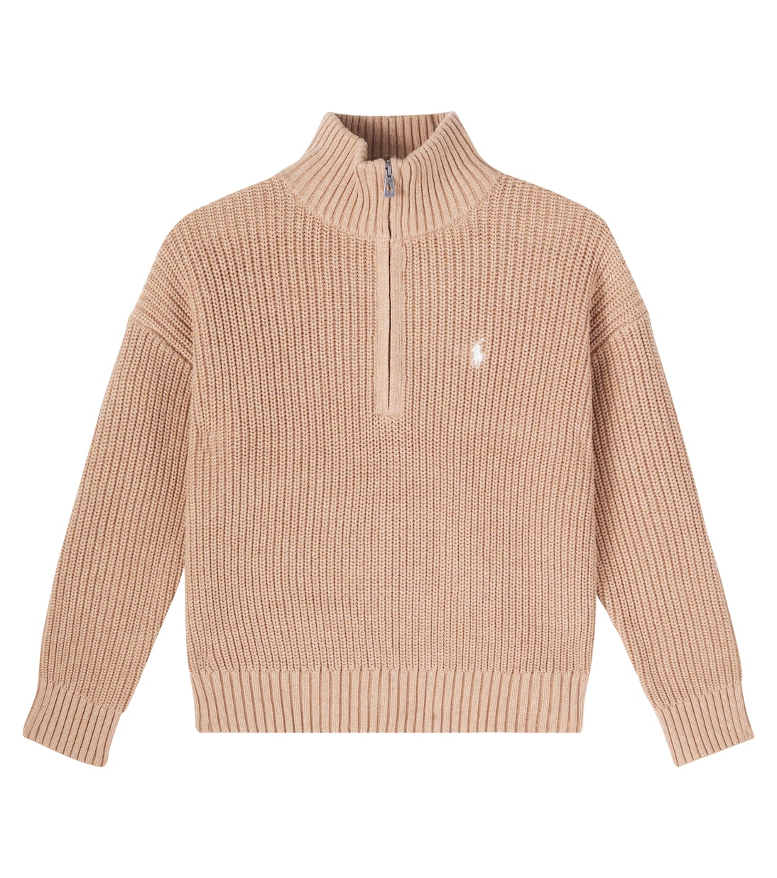 

Хлопковая толстовка с застежкой-молнией на половину длины Polo Ralph Lauren Kids, Camel Heather